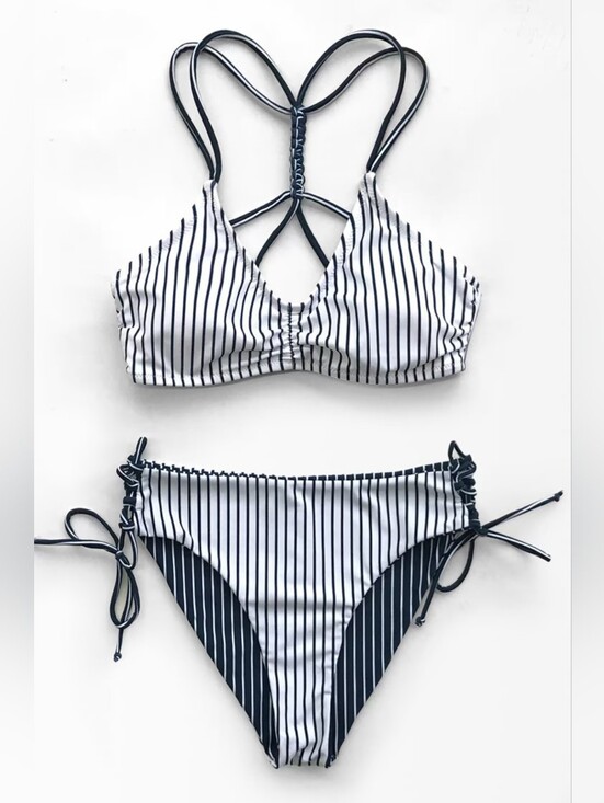 Cupshe Other - CUPSHE (Reversible Bottoms) Navy & White Striped Bikini